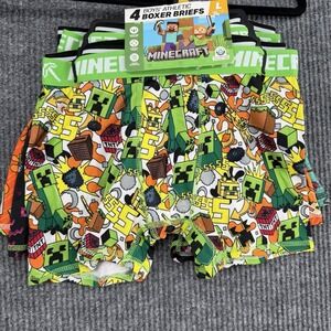 Minecraft Boys Boxer Briefs 4 Pack Size L 10-12 NWT Kids Underwear Lot